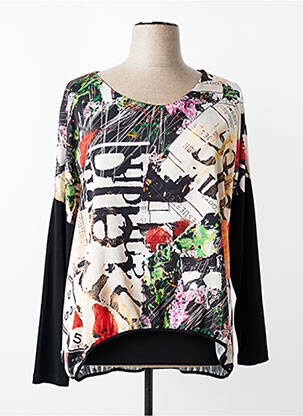 Top imprimé fantaisie manches longues noir EROKE femme