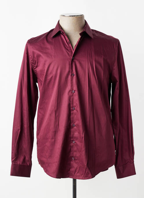 Chemise manches longues coupe cintrée rouge IZAC homme