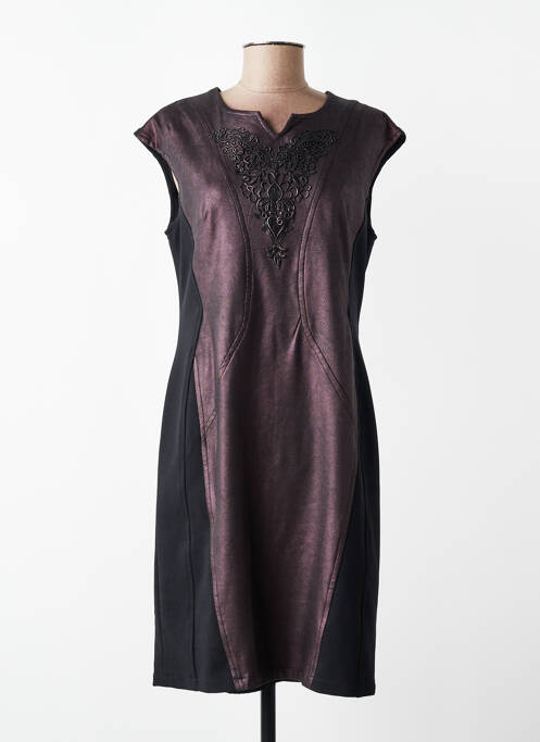 Robe mi-longue fermeture zippée au dos manches courtes rouge JUMFIL femme