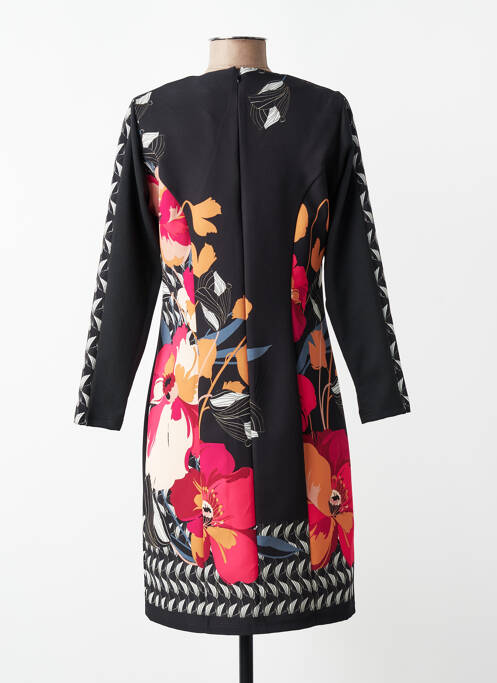 Robe mi-longue imprimé fleurs manches longues noir GUY DUBOUIS femme