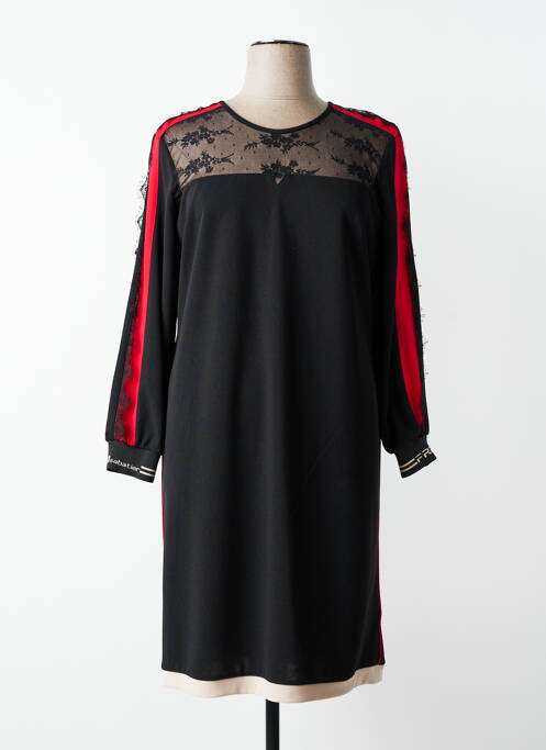 Robe mi-longue manches longues manches longues noir FRED SABATIER femme
