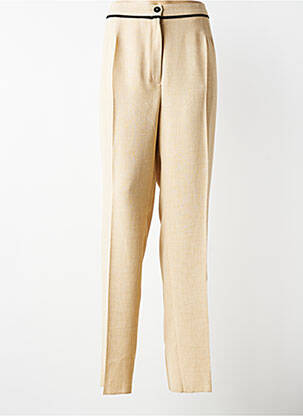 Pantalon droit fermeture zippée sous rabat boutonné taille normale beige JUMFIL femme