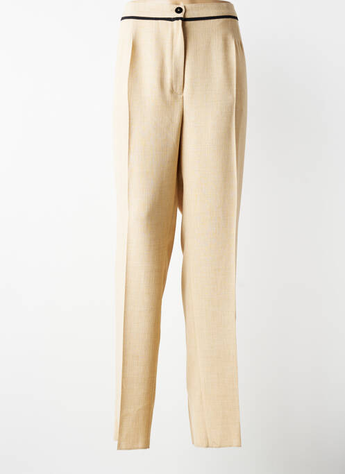 Pantalon droit fermeture zippée sous rabat boutonné taille normale beige JUMFIL femme