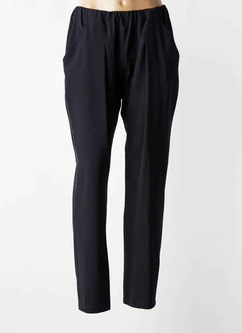 Pantalon droit tissage crêpe taille haute noir JUMFIL femme