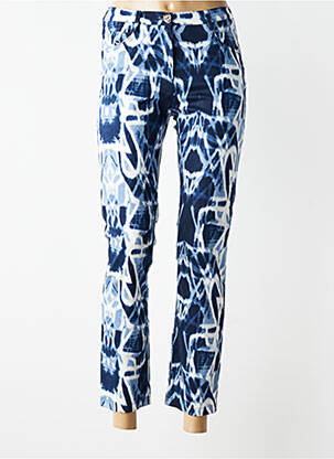 Pantalon 7/8 tissage popeline taille normale bleu JUMFIL femme