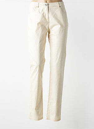 Pantalon slim tissage popeline taille normale beige FRED SABATIER femme