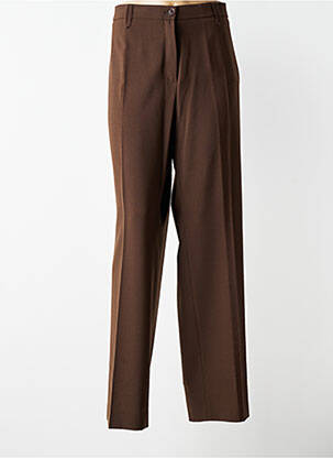 Pantalon droit taille à pinces taille normale marron BRUNO SAINT HILAIRE femme