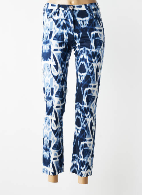 Pantalon 7/8 tissage popeline taille normale bleu JUMFIL femme