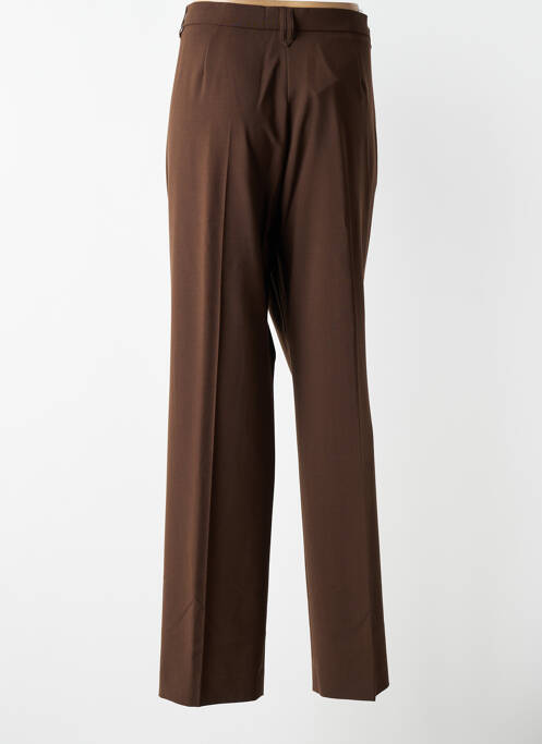 Pantalon droit tissage crêpe taille normale marron BRUNO SAINT HILAIRE femme