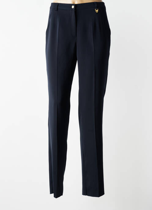 Pantalon droit tissage crêpe taille haute bleu JUMFIL femme