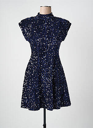 Robe courte fermeture zippée au dos manches courtes bleu ANGELA DAVIS femme