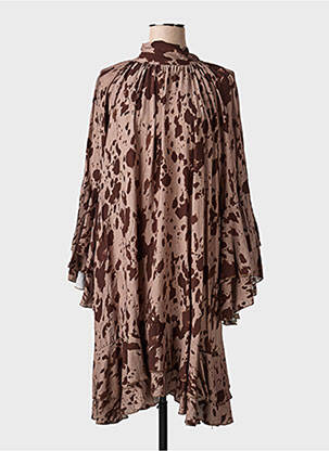 Robe mi-longue manches longues manches longues marron CIVICO 1 femme