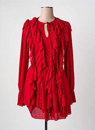 Robe courte manches longues manches longues rouge CHANCE OFF femme