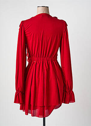 Robe courte manches longues manches longues rouge CHANCE OFF femme