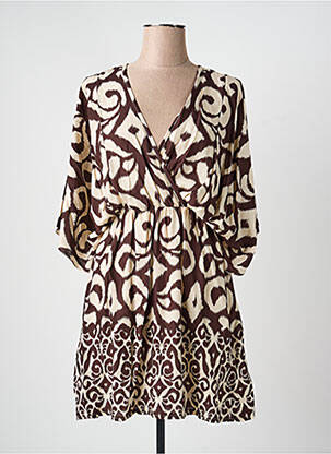 Robe courte manches 3/4 manches 3/4 marron CIVICO 1 femme