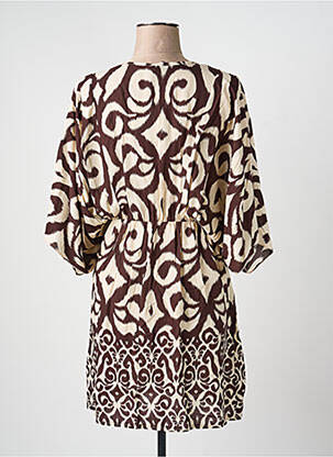 Robe courte manches 3/4 manches 3/4 marron CIVICO 1 femme