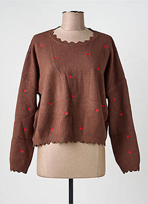 Pull stretch manches longues marron CIVICO 1 femme