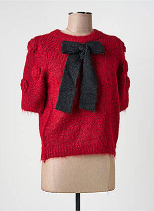 Pull stretch manches courtes rouge CIVICO 1 femme