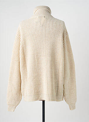 Pull col roulé stretch manches longues beige LUMINA femme