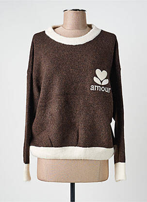 Pull tissage chiné manches longues marron CIVICO 1 femme