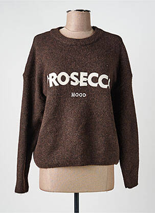 Pull tissage chiné manches longues marron CIVICO 1 femme