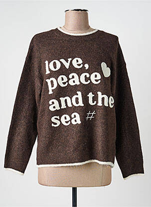Pull tissage chiné manches longues marron CIVICO 1 femme