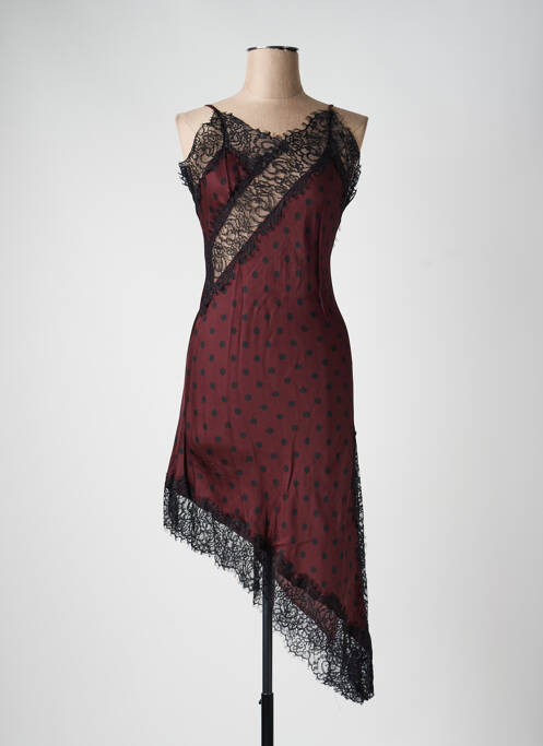 Robe courte col v fines bretelles rouge LUMINA femme