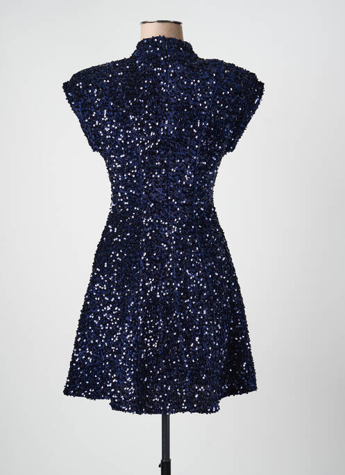 Robe courte fermeture zippée au dos manches courtes bleu ANGELA DAVIS femme