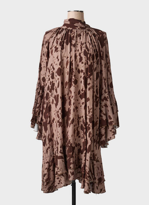 Robe mi-longue coupe évasée manches longues marron CIVICO 1 femme