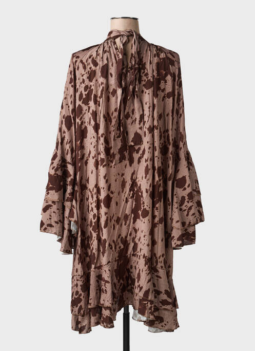 Robe mi-longue coupe évasée manches longues marron CIVICO 1 femme