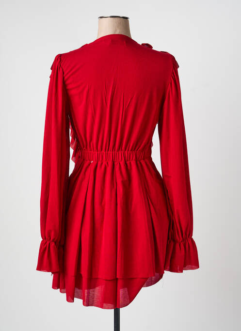 Robe courte manches longues manches longues rouge CHANCE OFF femme