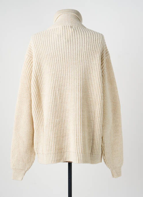Pull col roulé stretch manches longues beige LUMINA femme