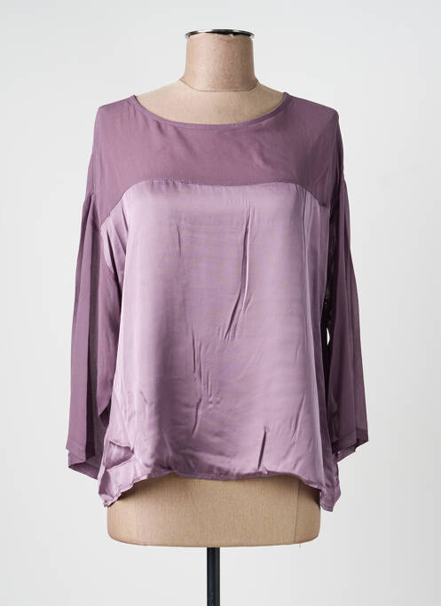 Top coupe fluide manches 3/4 violet KING KONG femme