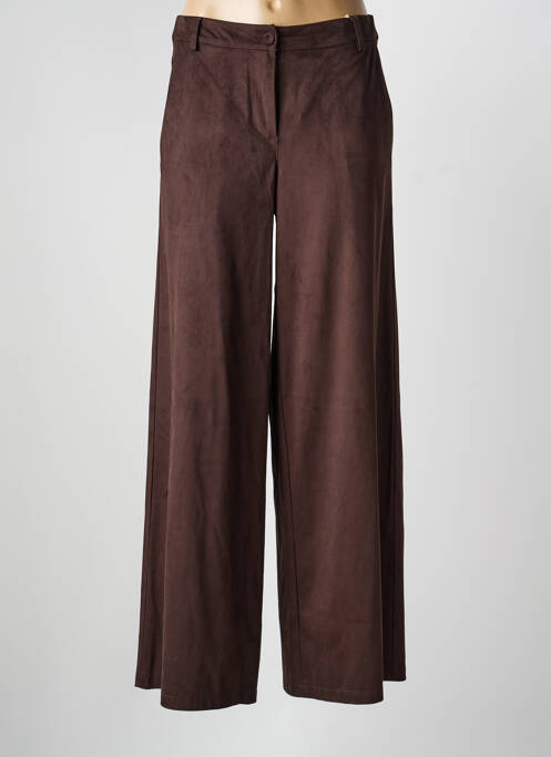 Pantalon large fermeture zippée sous rabat boutonné taille normale marron ANGELA DAVIS femme