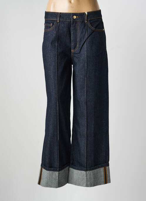 Jeans coupe large tissage brut taille haute bleu ANGELA DAVIS femme