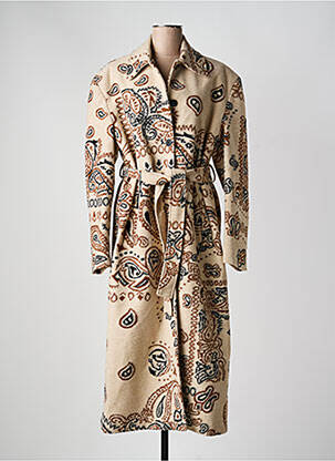 Manteau long coupe cintrée sans capuche beige LUMINA femme