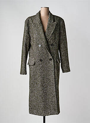 Manteau long coupe cintrée sans capuche vert LUMINA femme