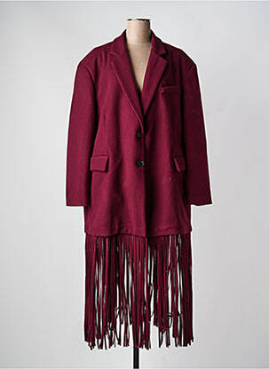 Manteau long coupe droite sans capuche rouge LUMINA femme