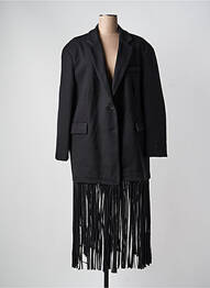 Manteau long coupe droite sans capuche noir LUMINA femme