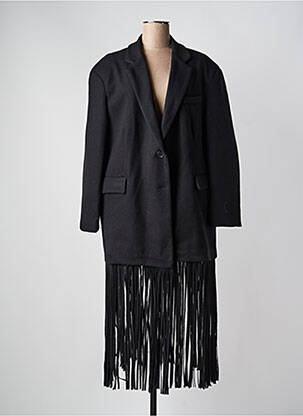 Manteau long coupe droite sans capuche noir LUMINA femme