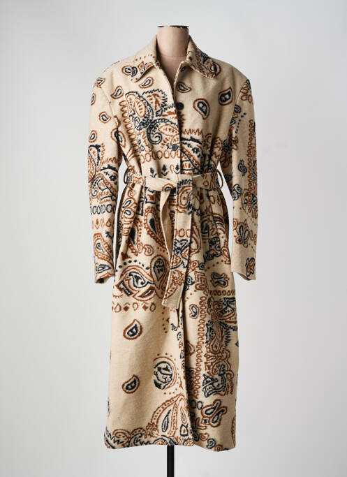 Manteau long coupe cintrée sans capuche beige LUMINA femme