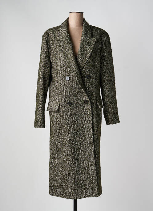 Manteau long coupe cintrée sans capuche vert LUMINA femme