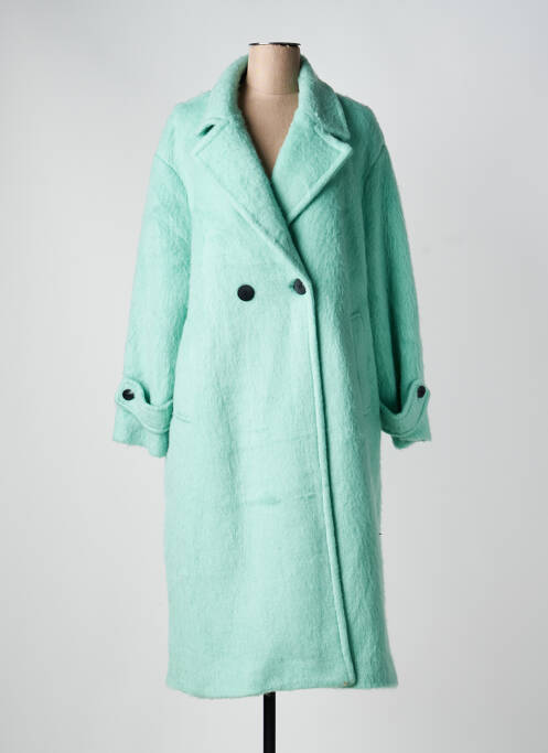 Manteau long coupe cintrée sans capuche vert LUMINA femme