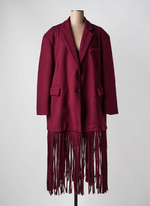 Manteau long coupe droite sans capuche rouge LUMINA femme