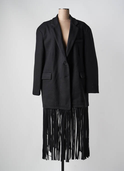 Manteau long coupe droite sans capuche noir LUMINA femme