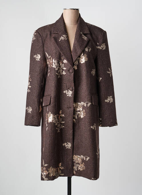 Manteau long coupe cintrée sans capuche marron CIVICO 1 femme