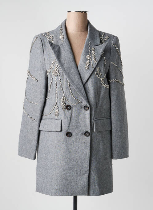 Manteau long coupe cintrée sans capuche gris CIVICO 1 femme