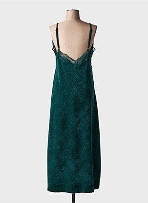 Robe longue manches bretelles ajustables fines bretelles vert LUMINA femme