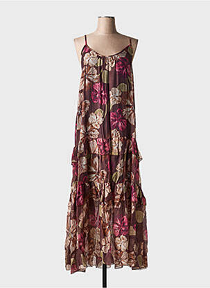 Robe longue tissage popeline sans manche violet CIVICO 1 femme