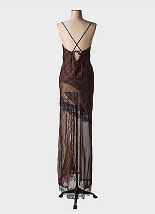 Robe longue imprimé fantaisie sans manche marron LUMINA femme